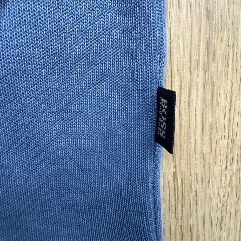 Hugo Boss Sweater Mens Large Blue Mock Neck Lightweight Knit Pullover Casual - Picture 4 of 12